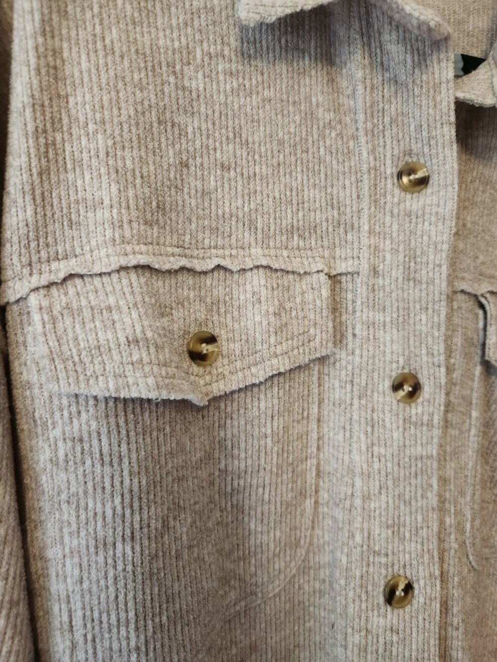 White Birch Black Label Shacket Large Cozy Ribbed Button Down Jacket - Picture 3 of 11